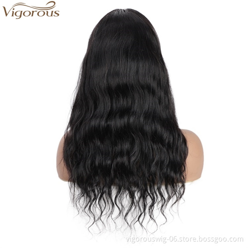Vigorous High Quality Lace Frontal Human hair Wigs Long Water Wavy Black Middle Part Wigs Women 26 Inches Wigs